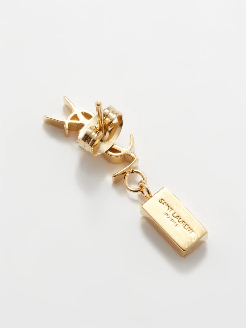 SAINT LAURENT YSL-logo crystal-embellished single drop