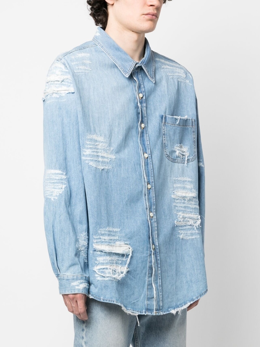 distressed denim shirt - 3