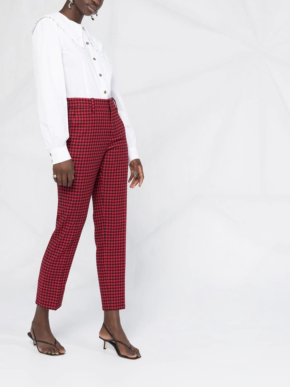 check-pattern cropped trousers - 4