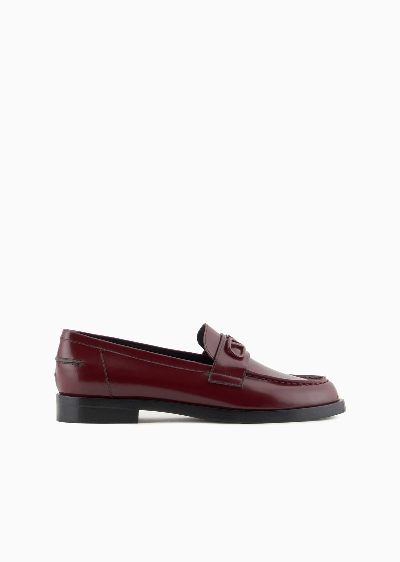 Brushed leather loafers with eagle plate - 1