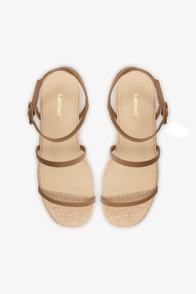 Gio Flatform Sandal In Natural Raffia and Hazelnut Trimming 7