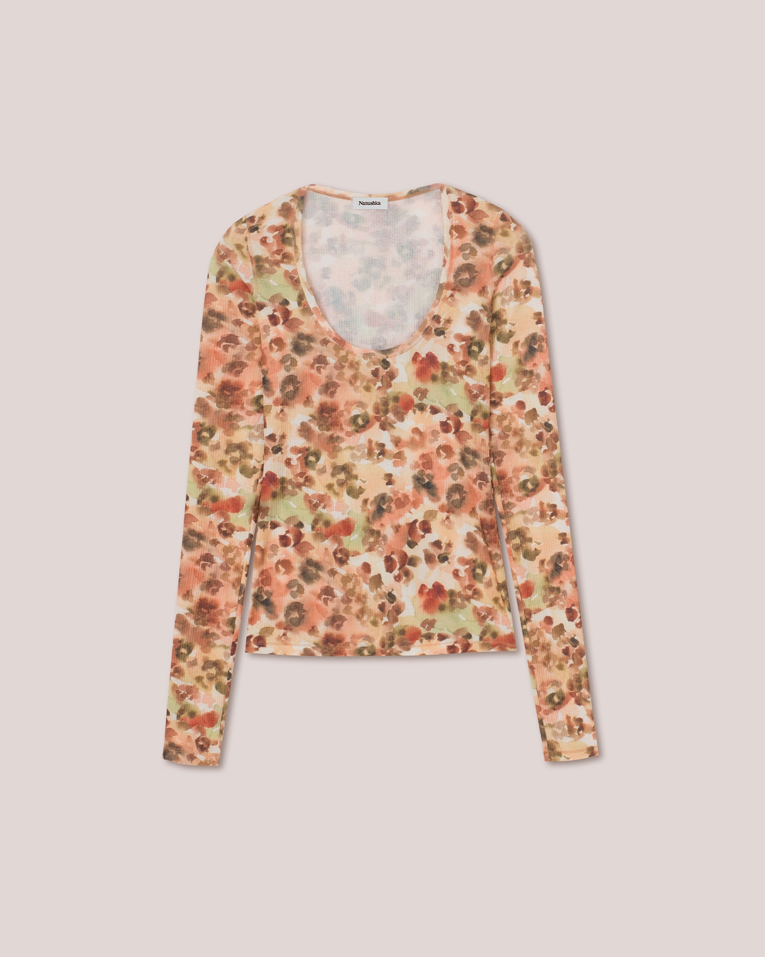 KIBA - Mesh jersey long-sleeve top - Watercolor Wash Animal - 1