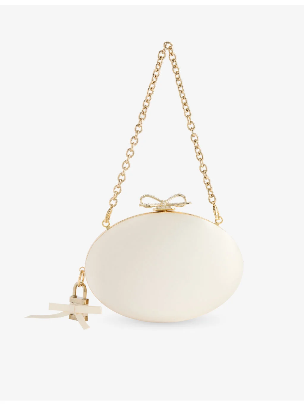 Oval Bow Satin Clutch Bag - 1