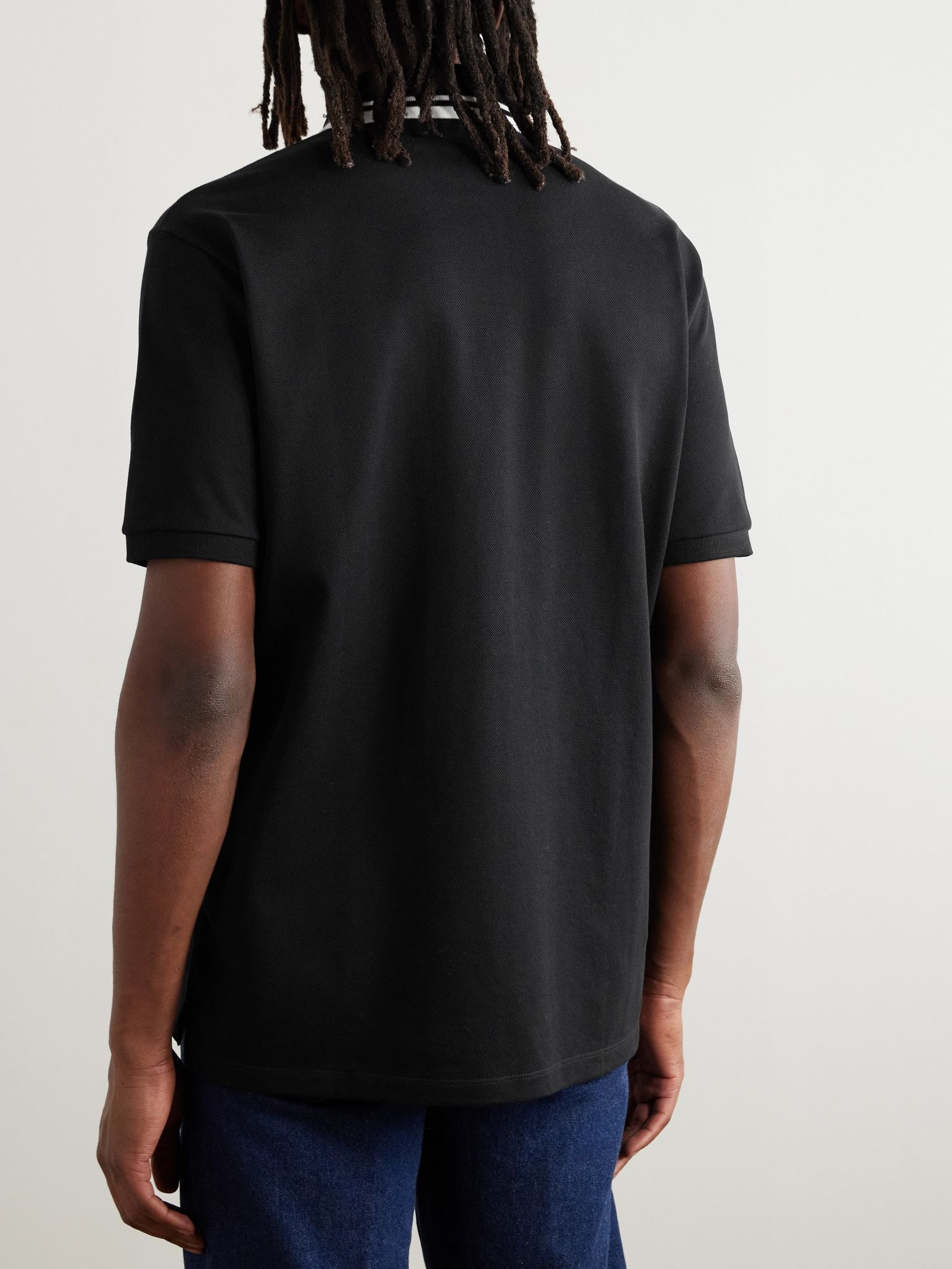 Logo-Embroidered Stretch-Cotton Piqué Polo Shirt Black - 3