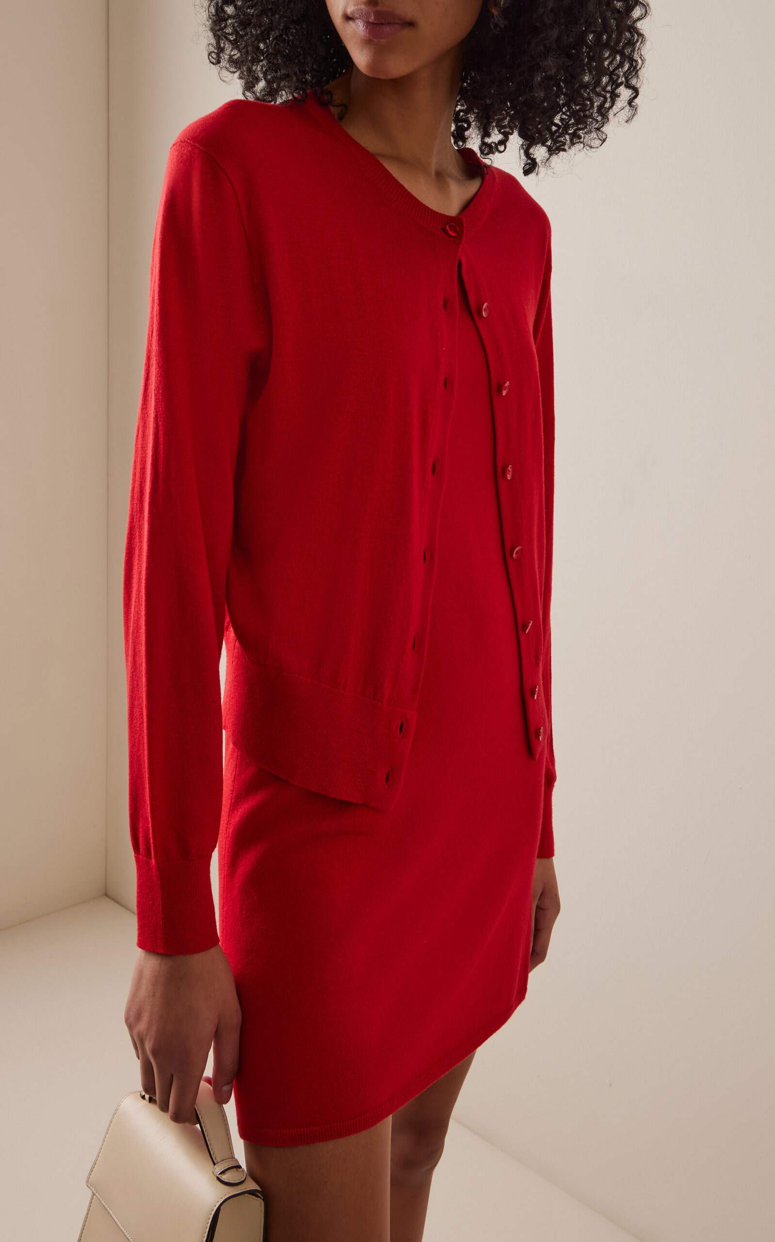 Montie Knit Tencel-Wool Cardigan red - 3