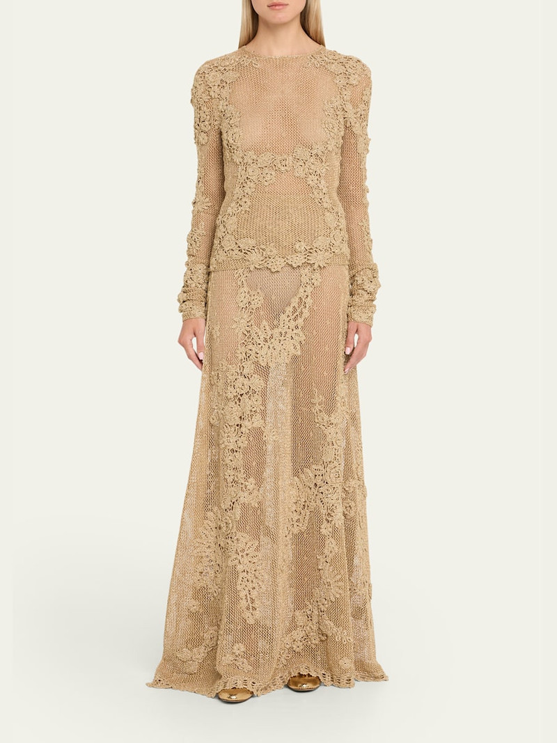 ULLA JOHNSON Aria Crochet Knit Skirt outlook