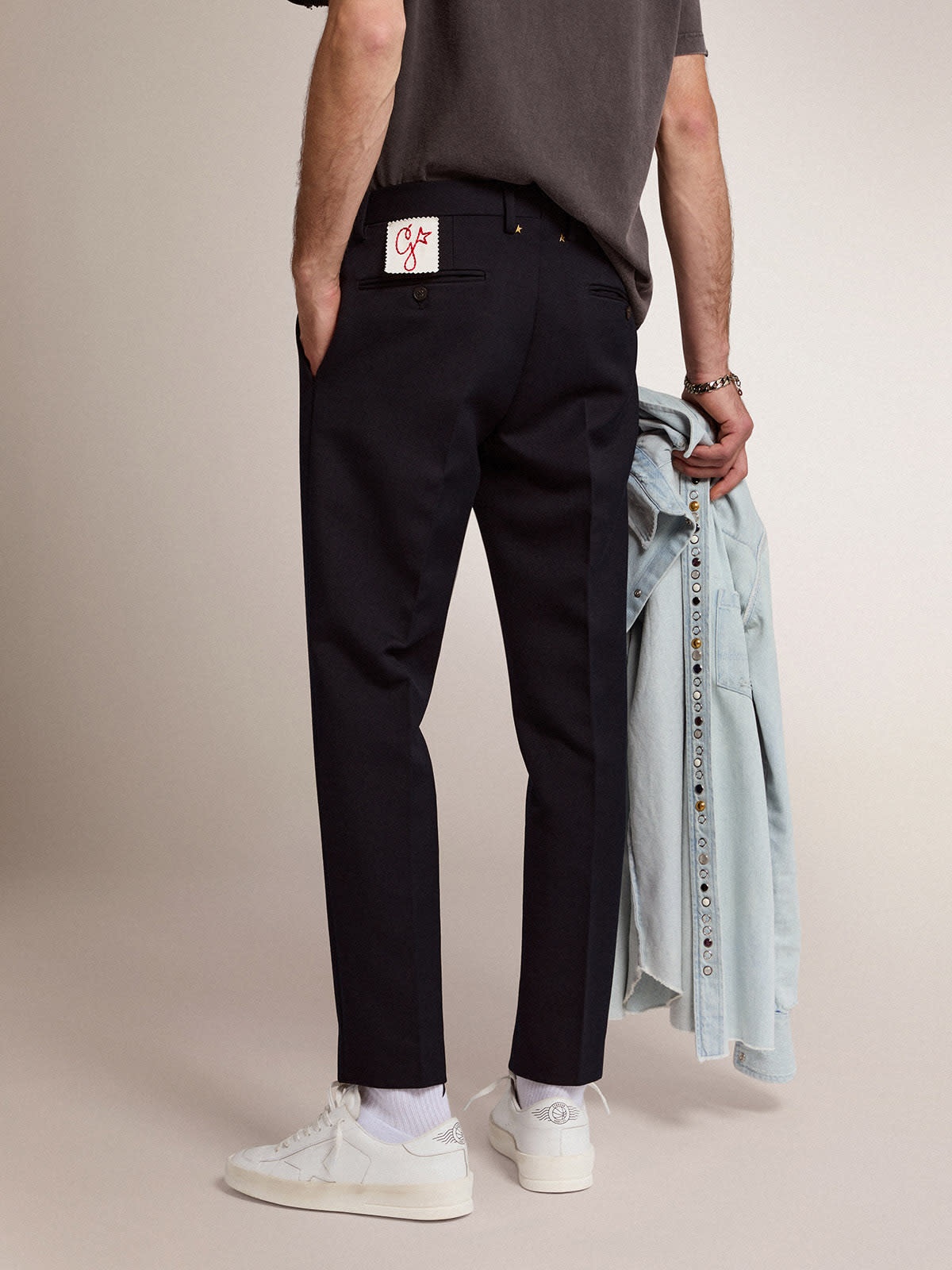 Men's pants in dark blue wool - 4