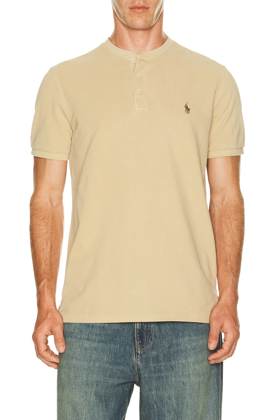 Short Sleeve Garment Dyed Featherweight Mesh Henley T-Shirt - 1