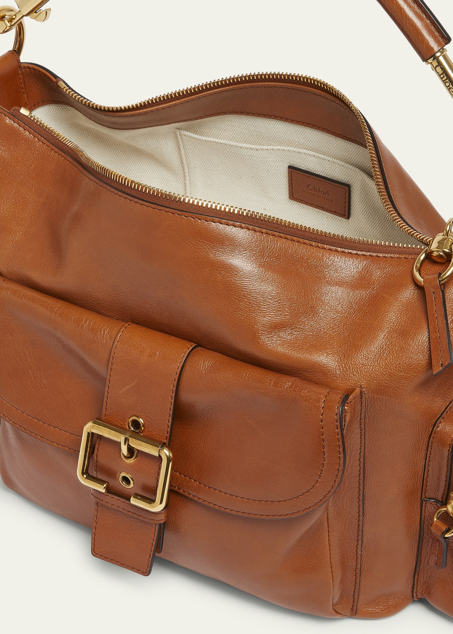 Camera Bag Medium in Natural Shiny Calfskin - 3