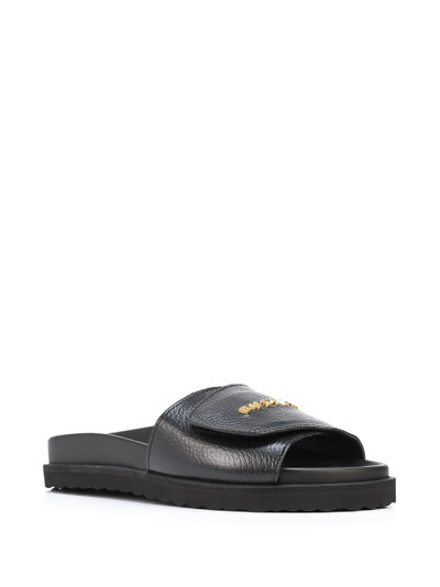 BUSCEMI logo-lettering leather slides outlook