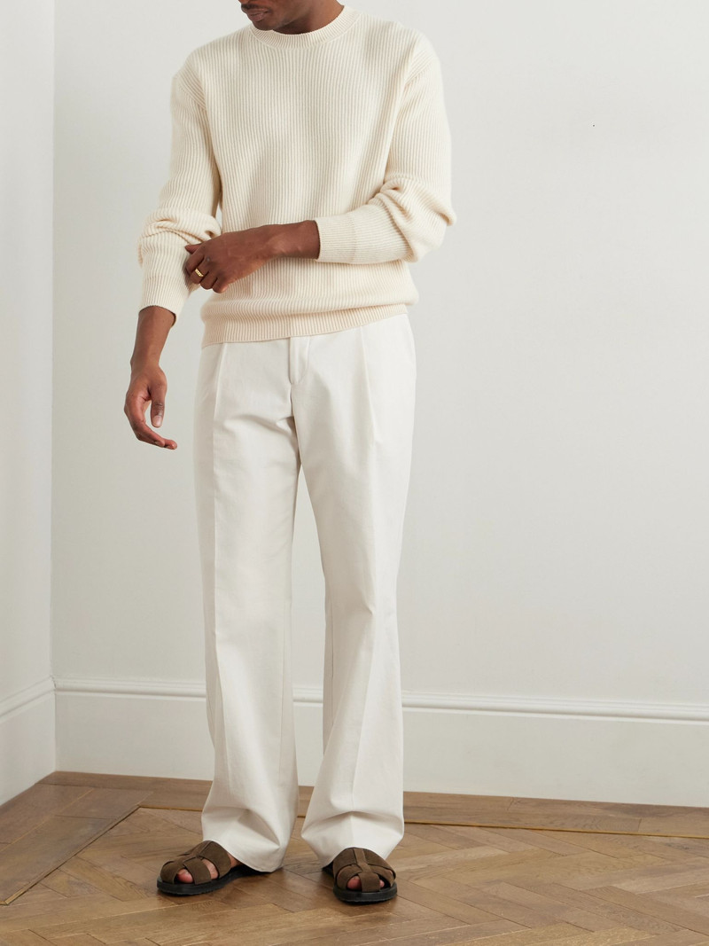 Loro Piana Fobello Ribbed Cashmere Sweater Off-white outlook