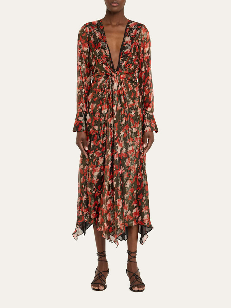 RAMY BROOK Tatia Plunging Long-Sleeve Midi Dress outlook