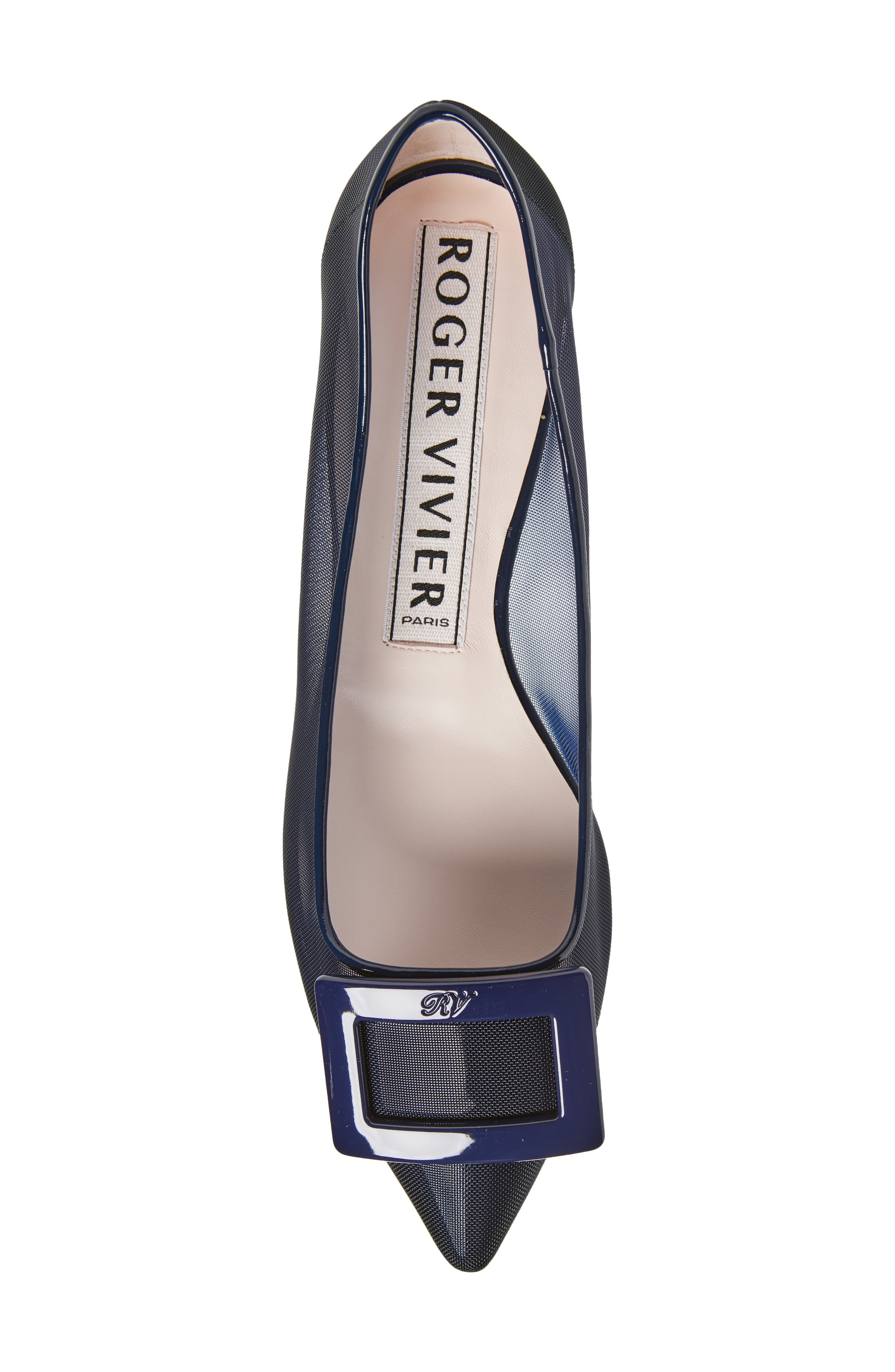 Roger Vivier Gommettine Buckle Pointed Toe Mesh Ballerina Flat in Blu/Blu Chiaro at Nordstrom - 5
