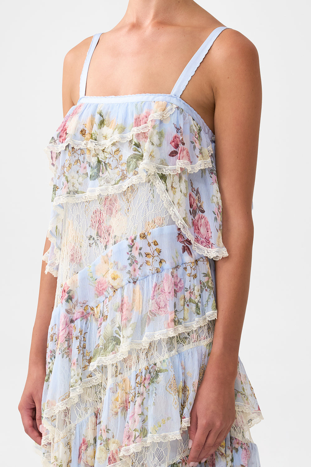 ASYMMETRIC SPLICED LACE DRESS - 5