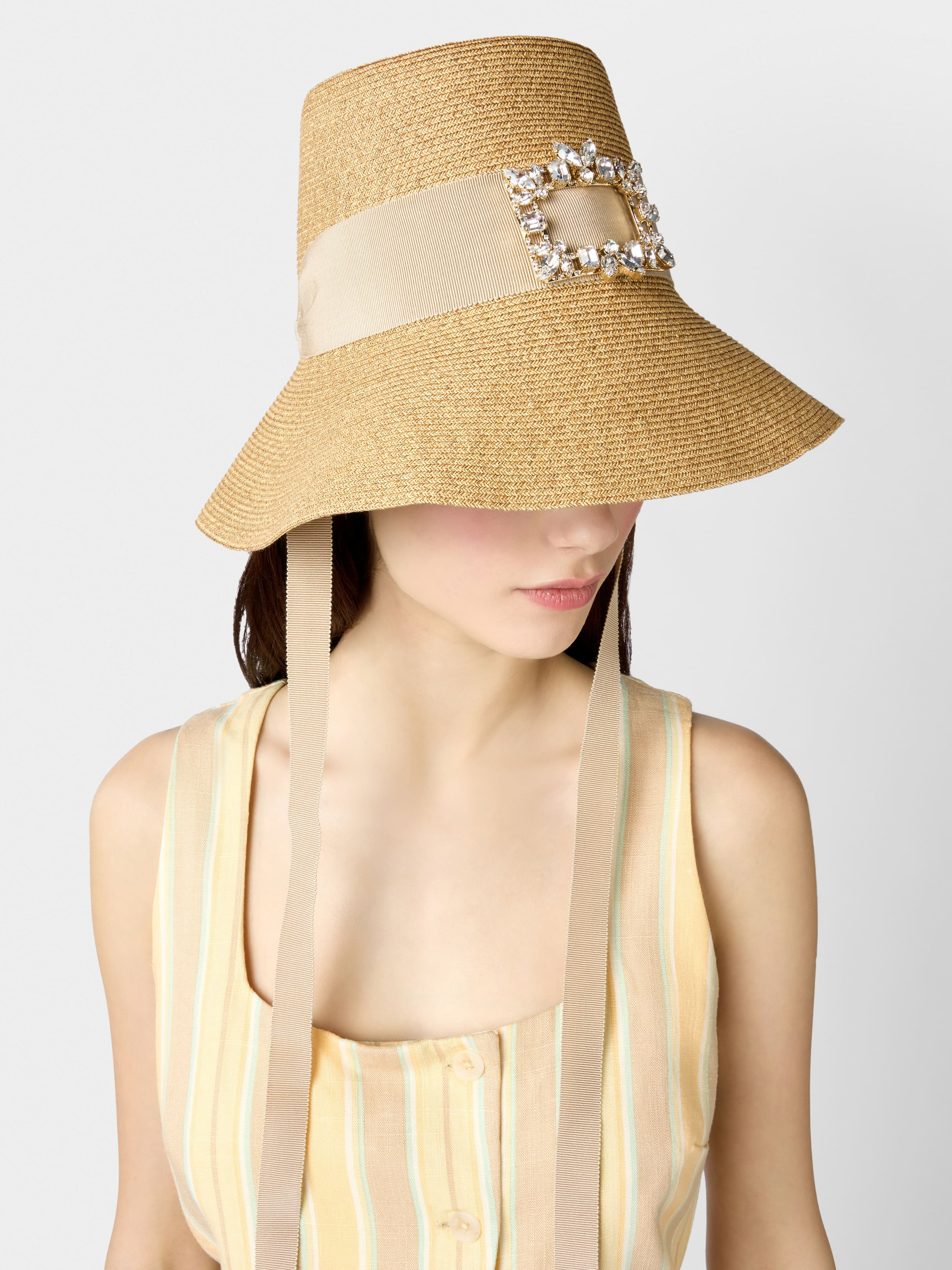 Broche Vivier Hat in raffia - 6
