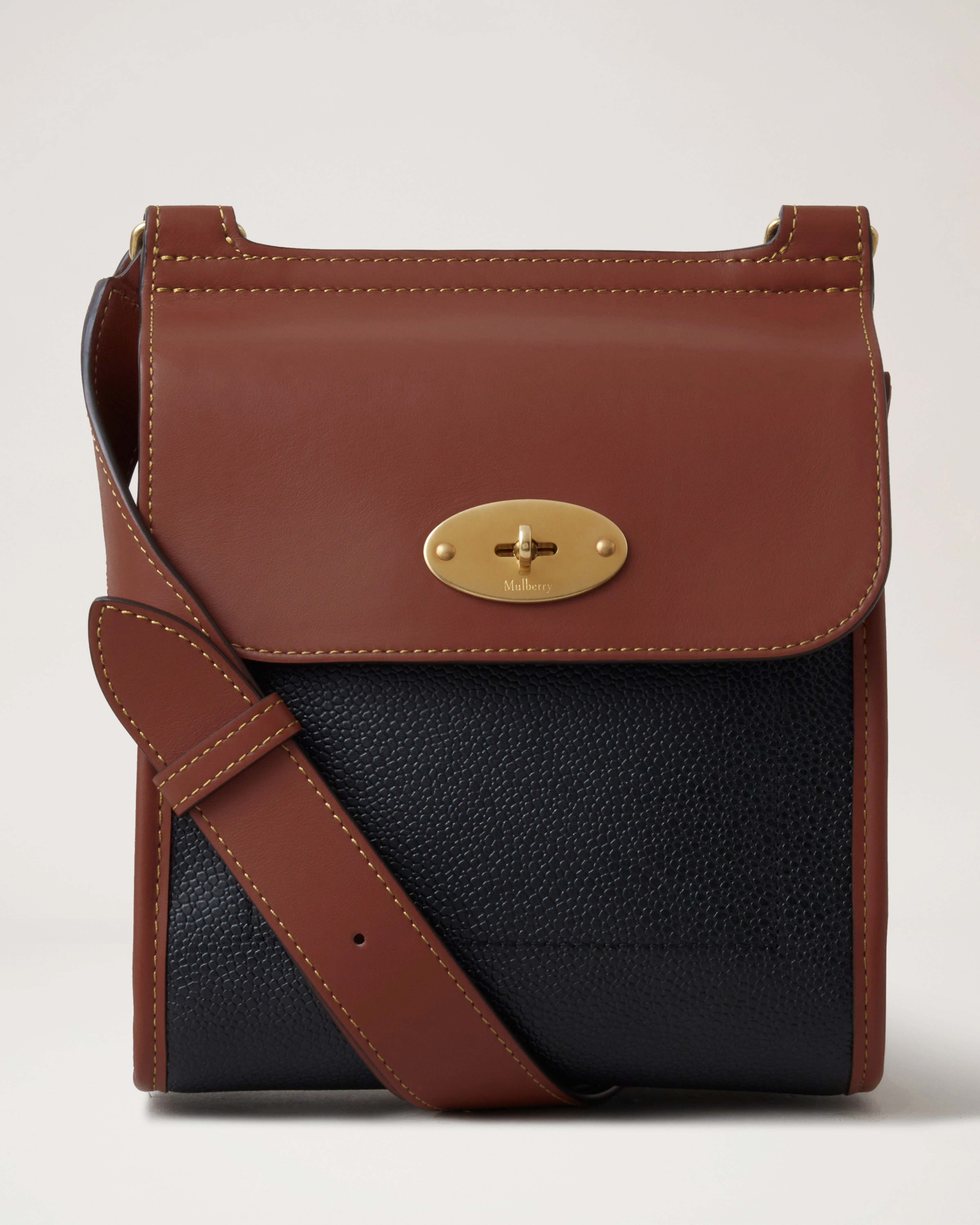 Small Antony Black & Cognac BioVeg Scotchgrain & Flat Calf - 1
