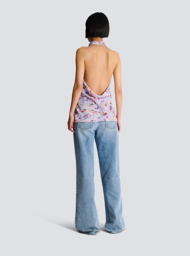 Sleeveless top with Poppy Flower print 4
