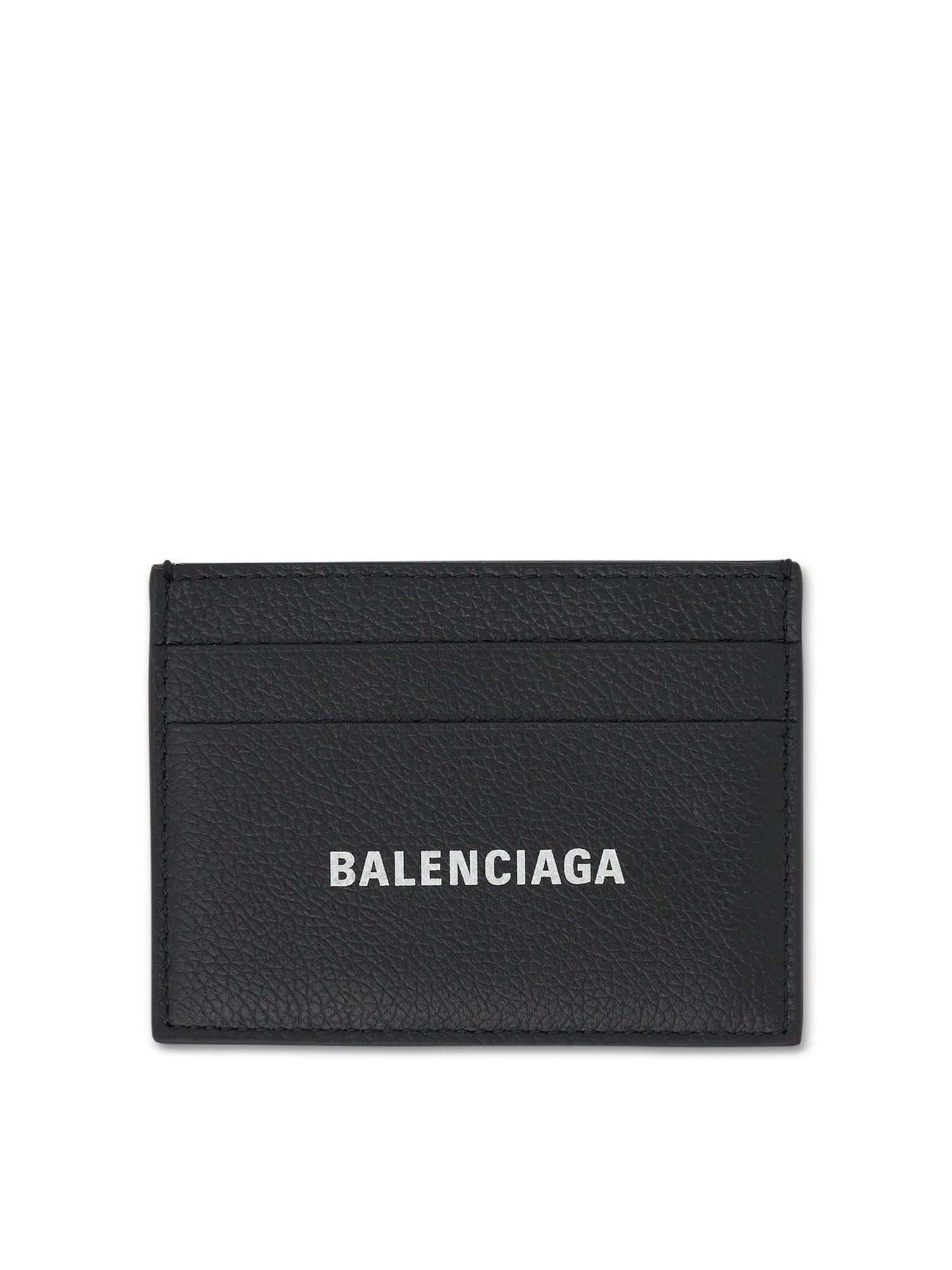 Grained Leather Cash Card Holder in Black/White - 1