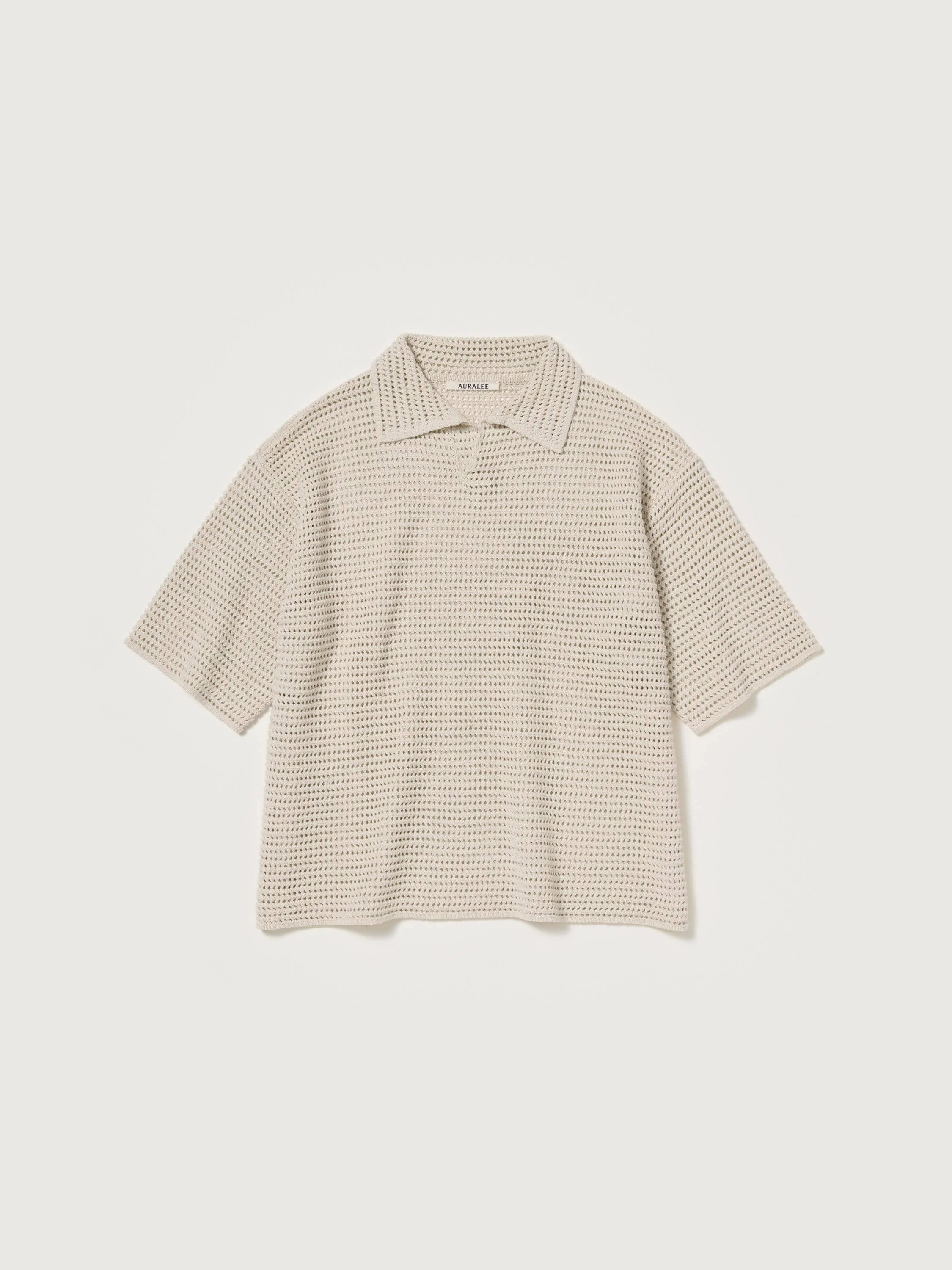 TUSSAH SILK COTTON MESH KNIT SKIPPER POLO - 1