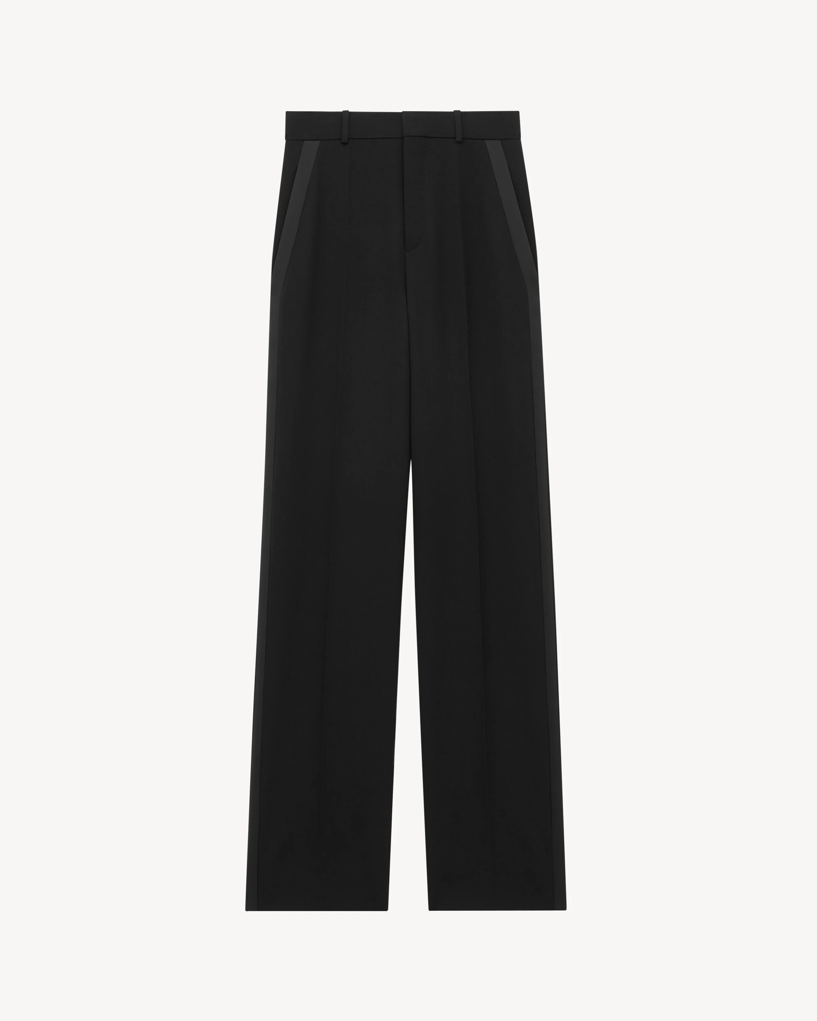 HIGH-RISE TUXEDO PANTS IN GRAIN DE POUDRE - 1