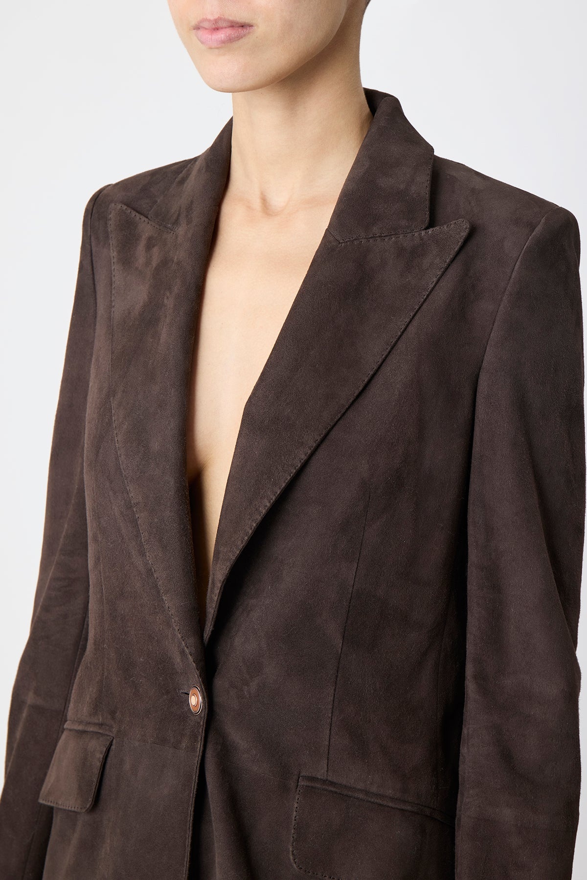 Leiva Blazer in Dark Chocolate Suede - 5