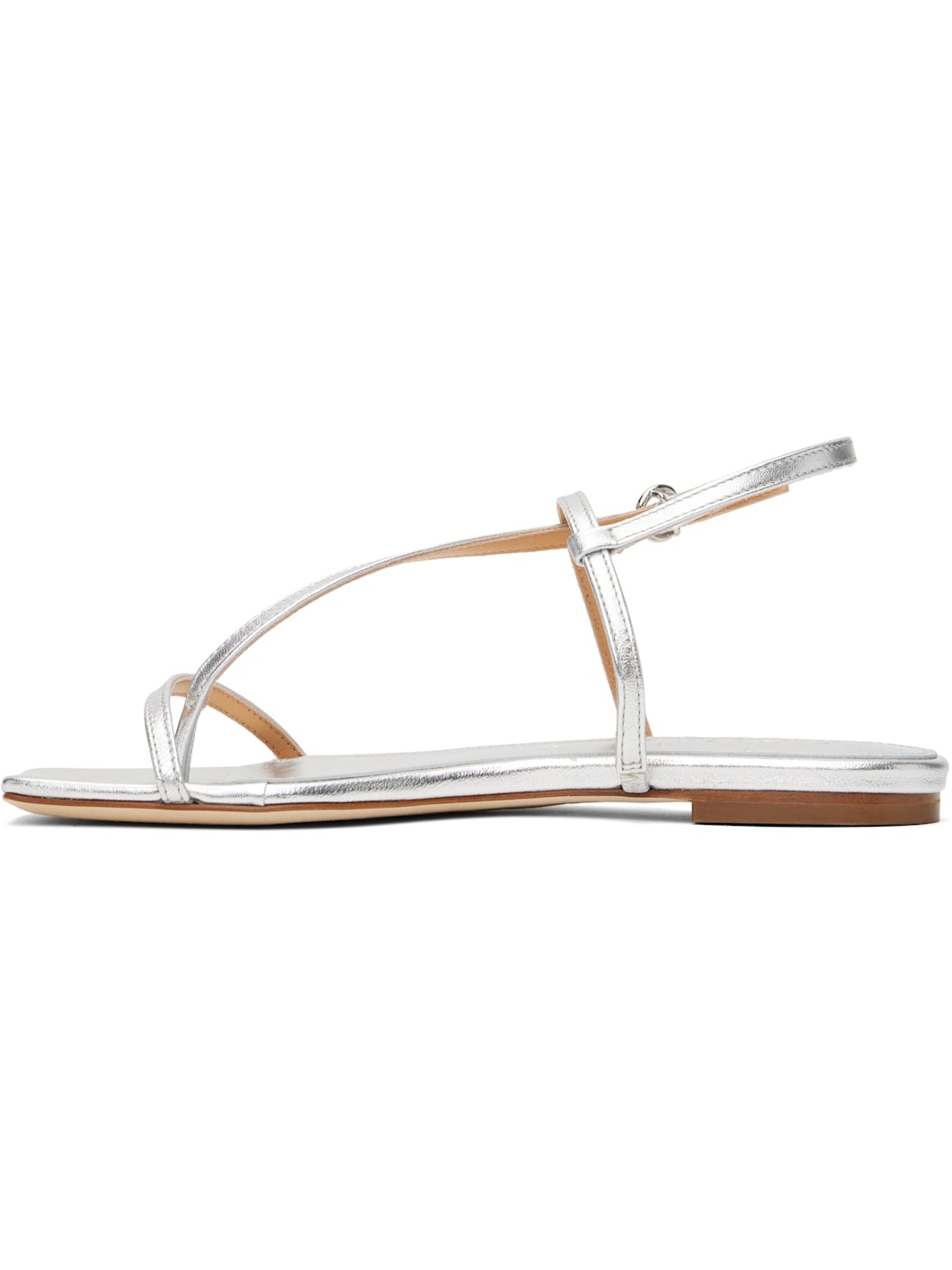 Silver Ella Leather Toe-Post Sandals - 3