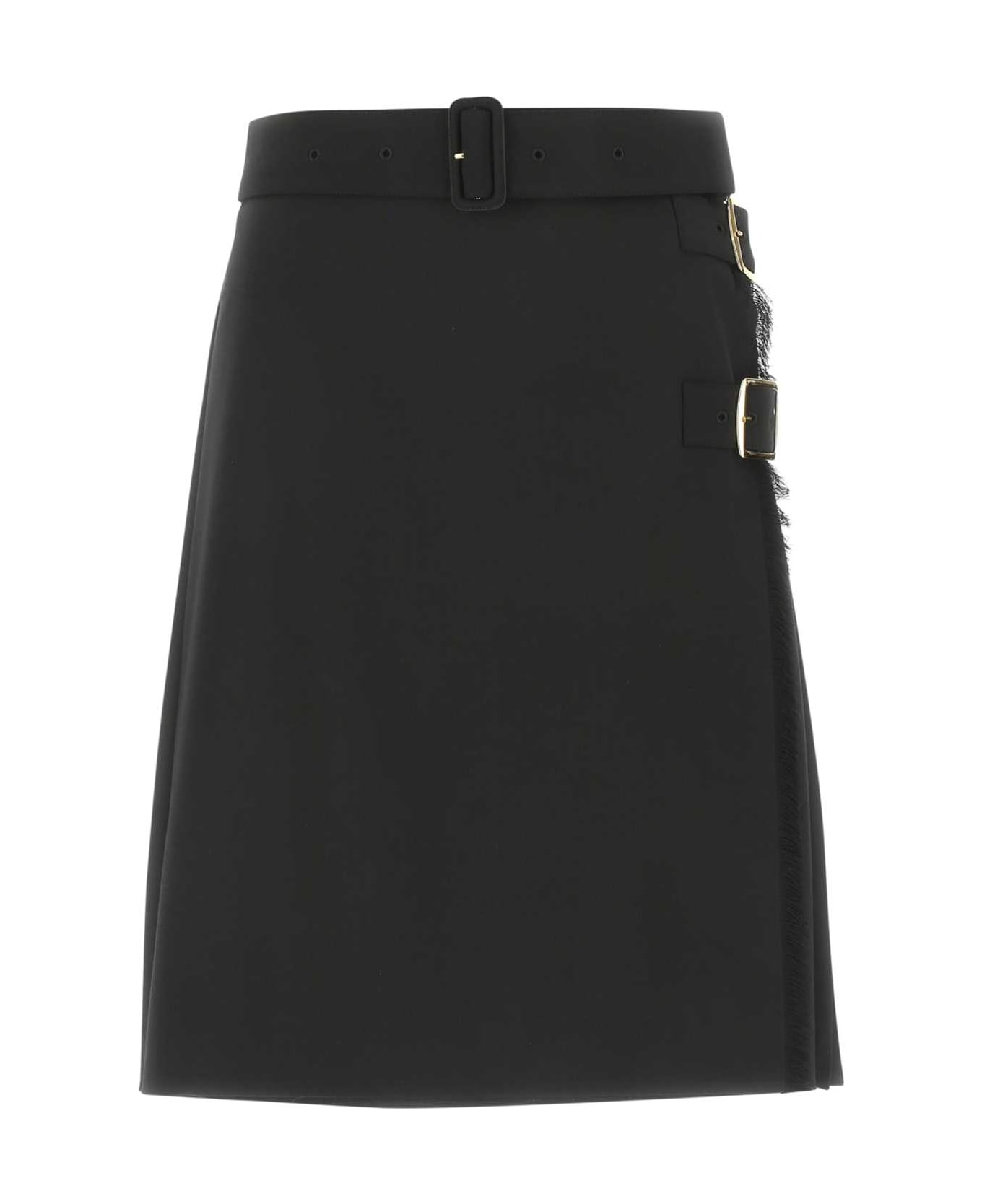 Black Stretch Polyester Blend Skirt - 1