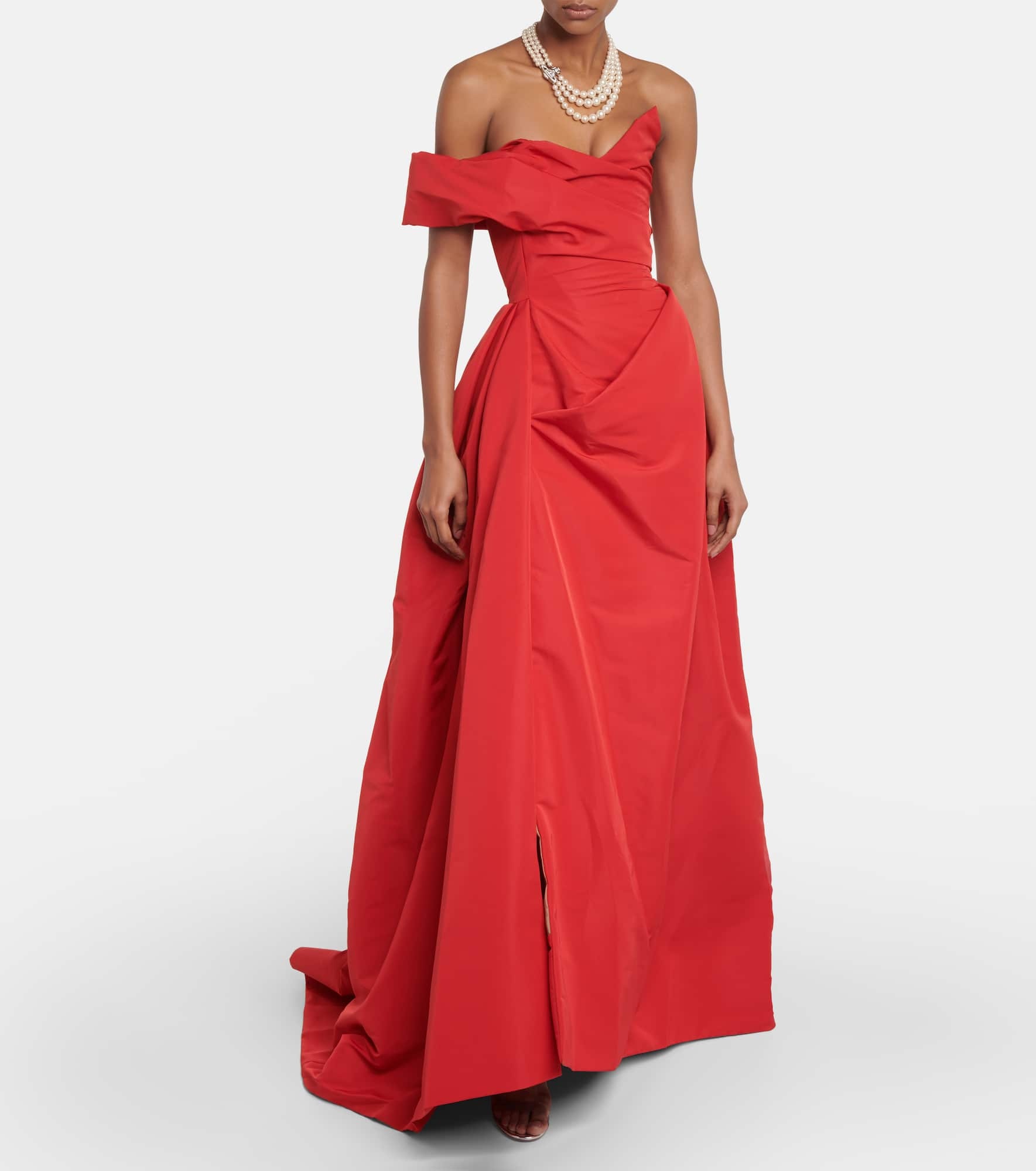Draped off-shoulder satin gown - 2