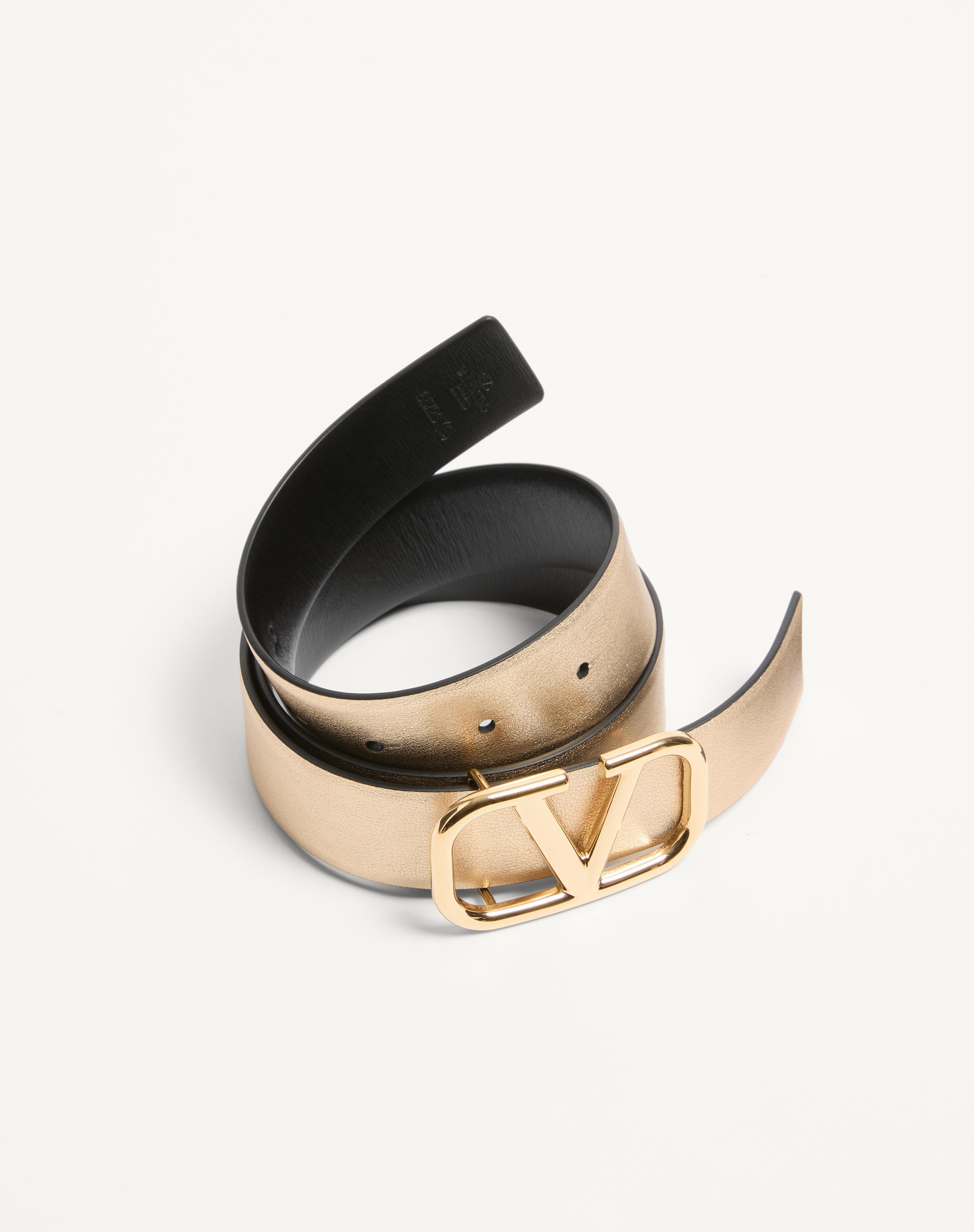 VLOGO SIGNATURE REVERSIBLE BELT IN METALLIC AND SHINY CALFSKIN 30 MM - 2