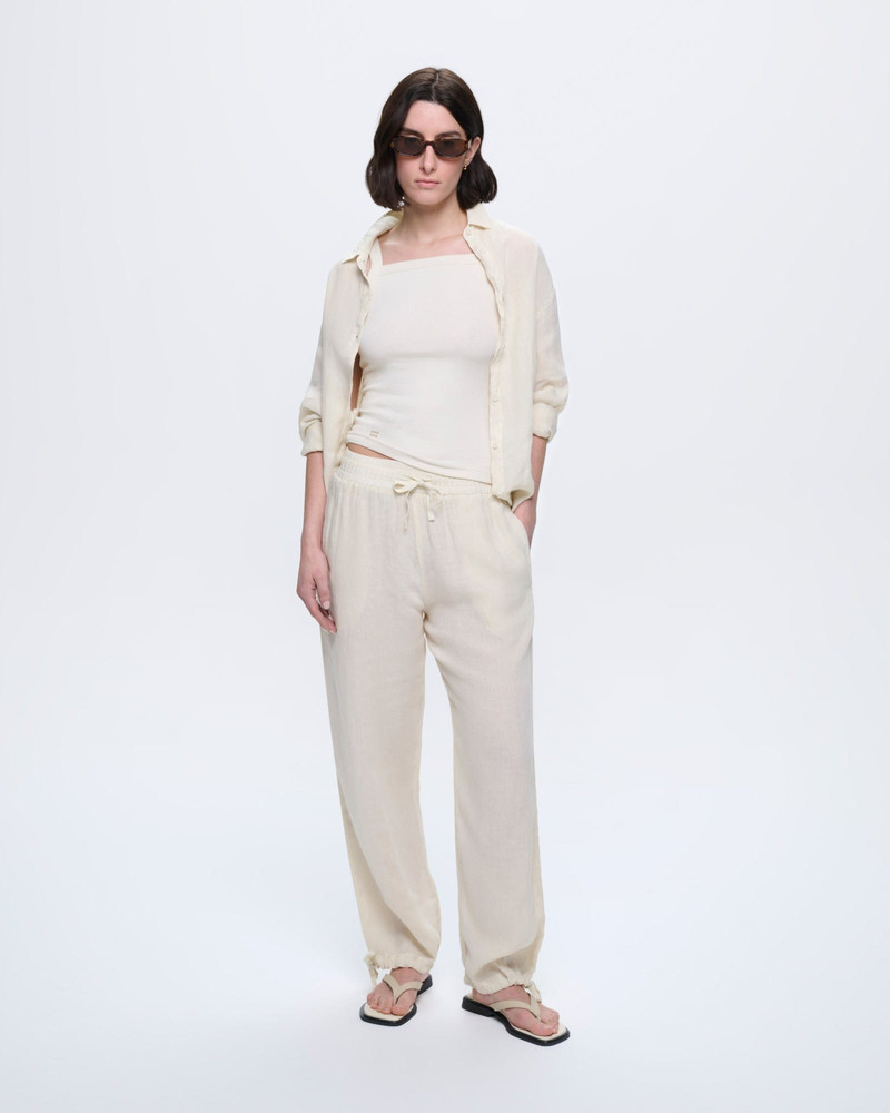 PANGAIA Womens Linen Trousers - Bone White outlook