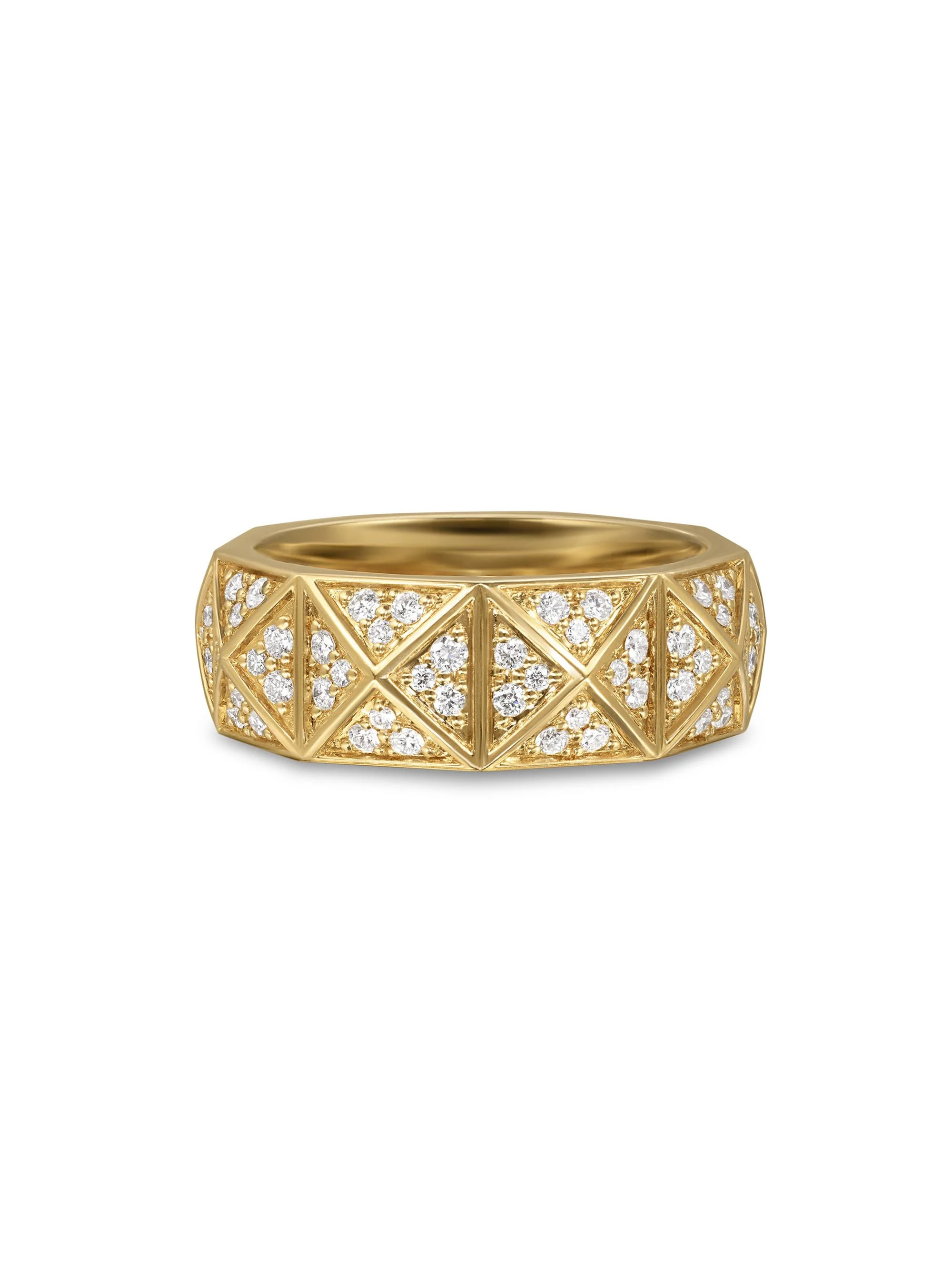 Men's Pyramid Band Ring in 18K Yellow Gold - Diamond - 1