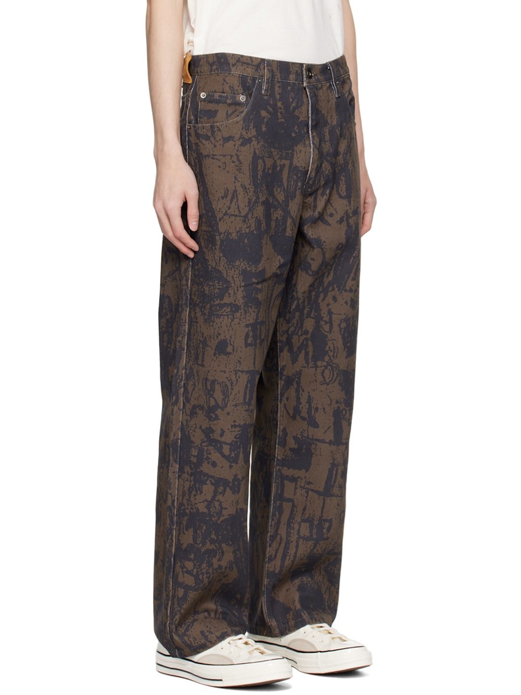 Brown Printed Jeans - 2