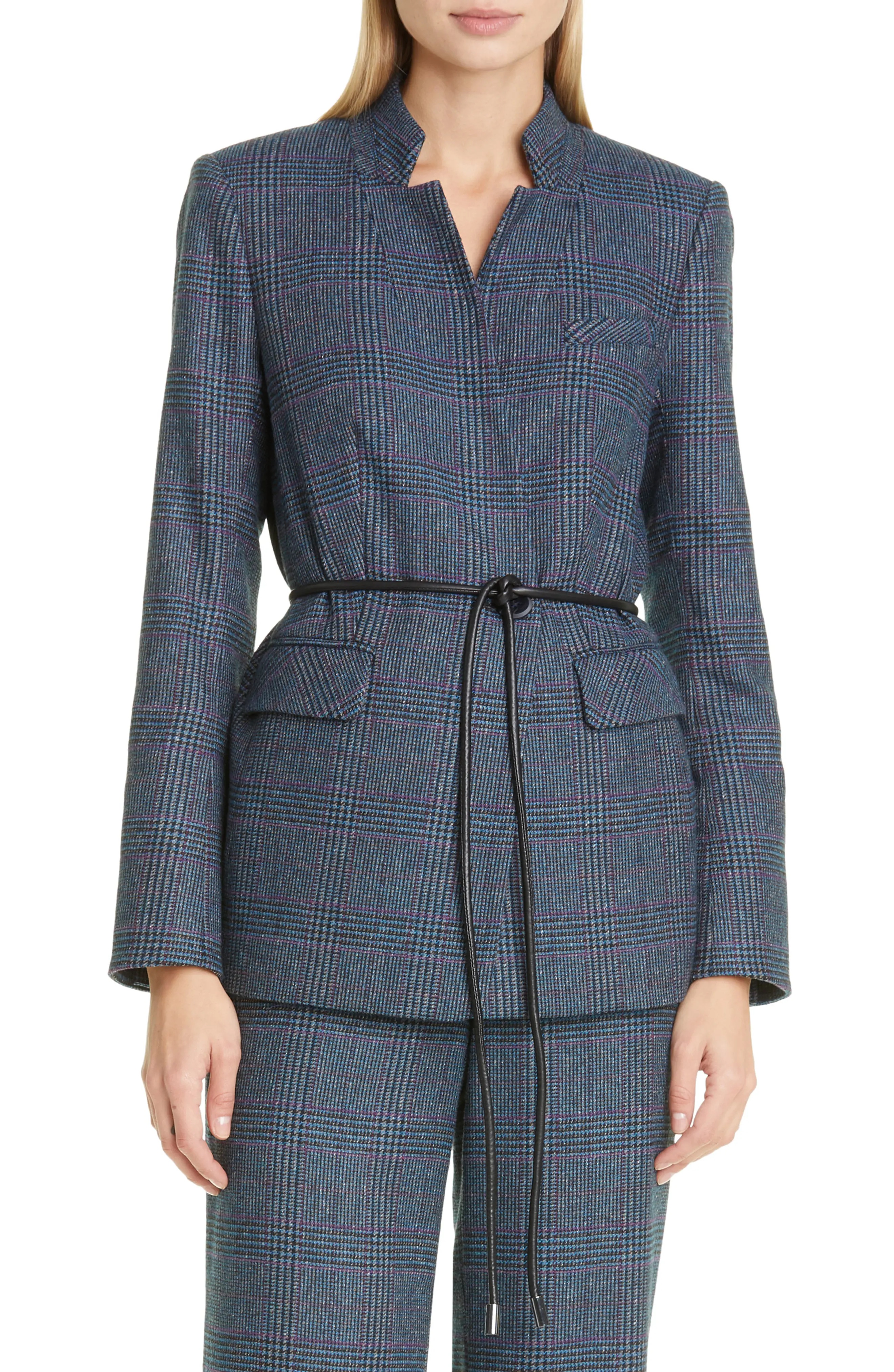 Wilshire Plaid Belted Dickey Jacket - 3