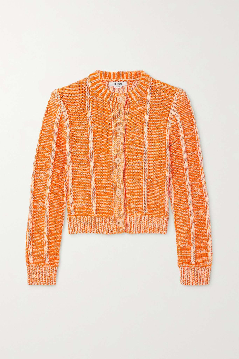 Two-tone ribbed cotton cardigan 1