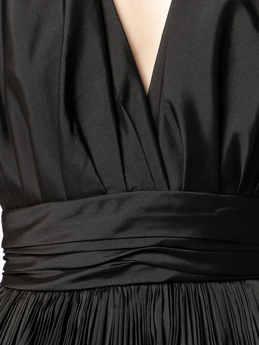 pleated plunge-neck silk dress - 5