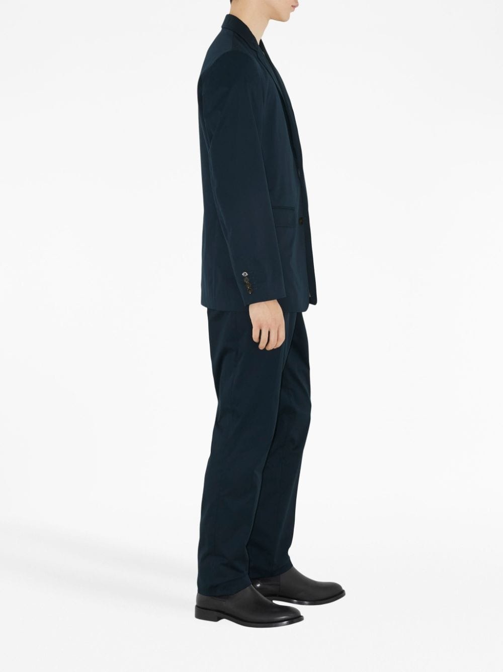 notched-collar cotton tailored blazer - 3