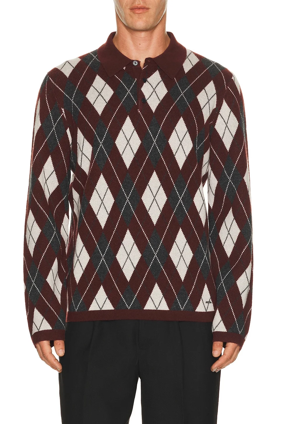Callum Cashmere Argyle Polo - 1