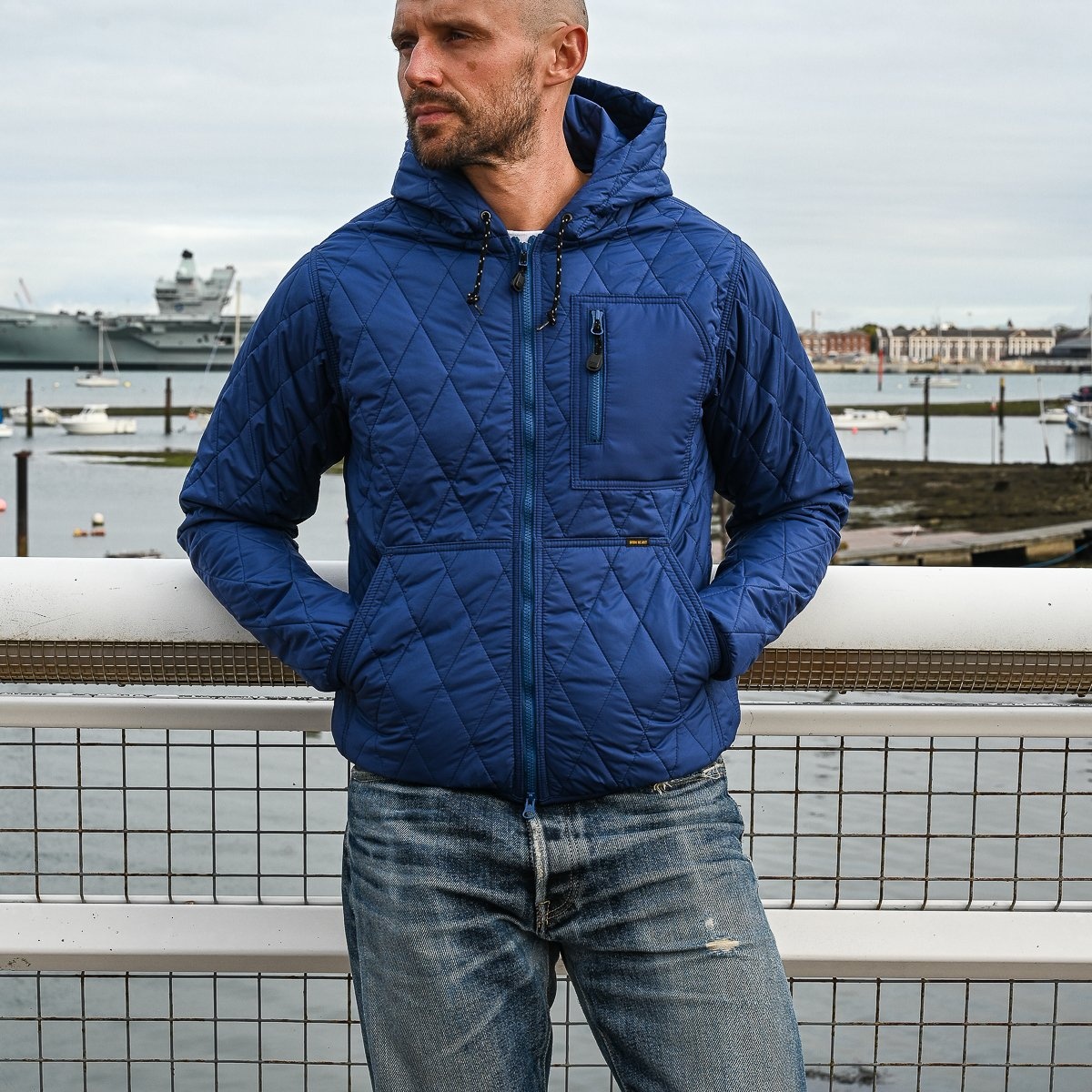 IHJ-100-BLU Quilted Light Parka - Blue - 4