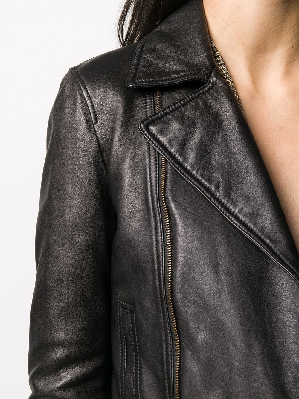 off-centre zipped biker jacket - 5