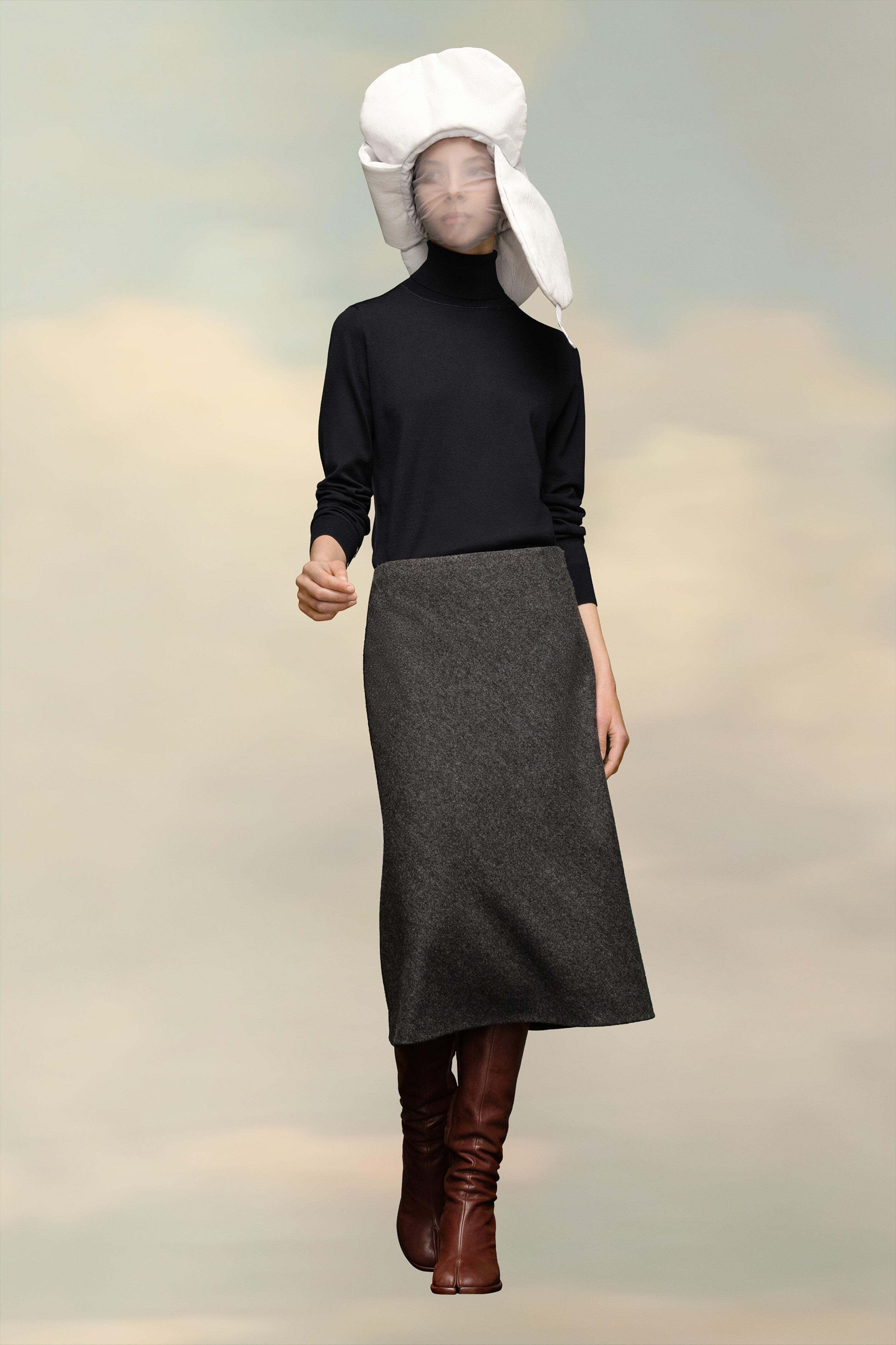 Herringbone A-Line Skirt - 1