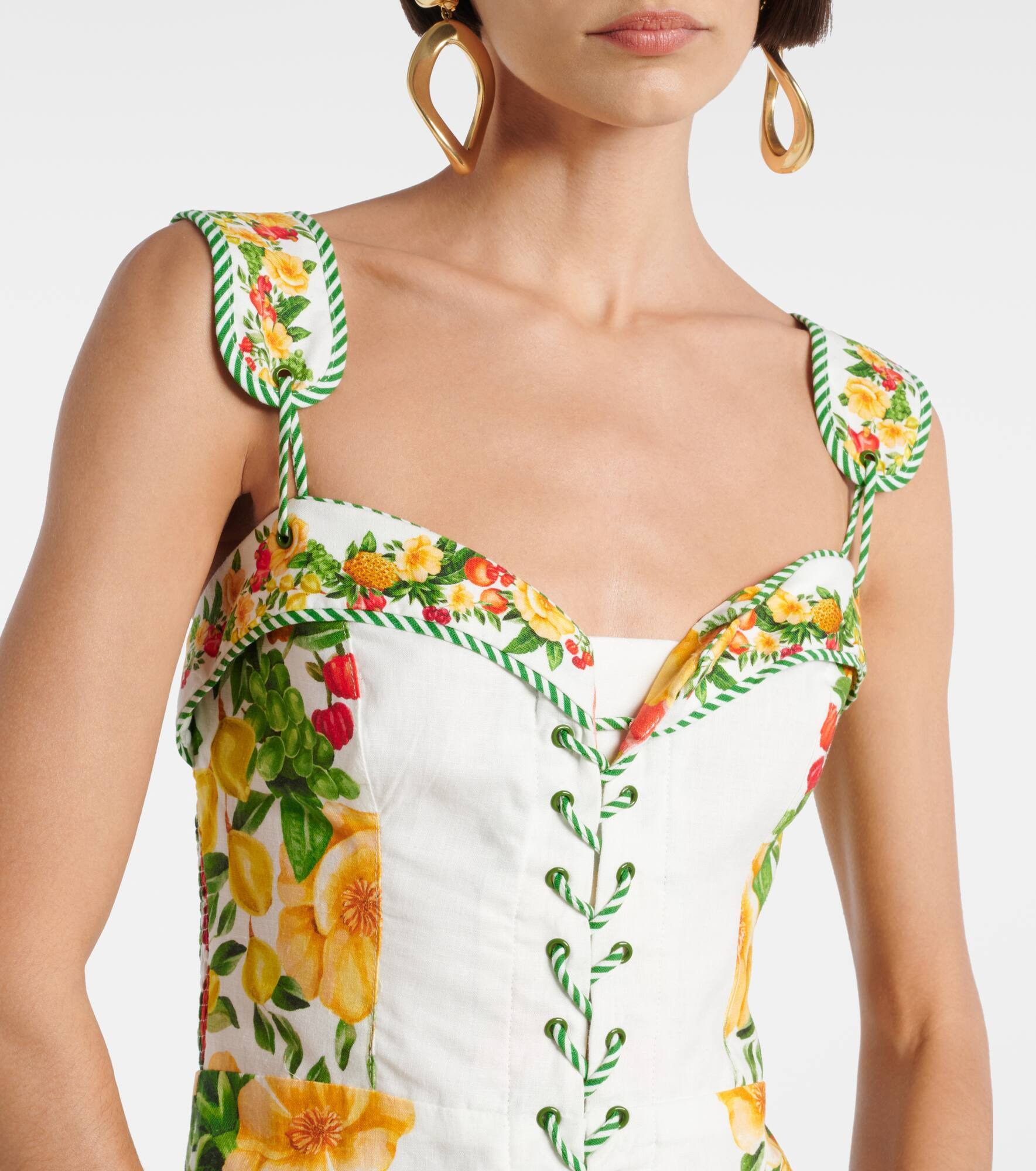 Floral linen-blend minidress - 4