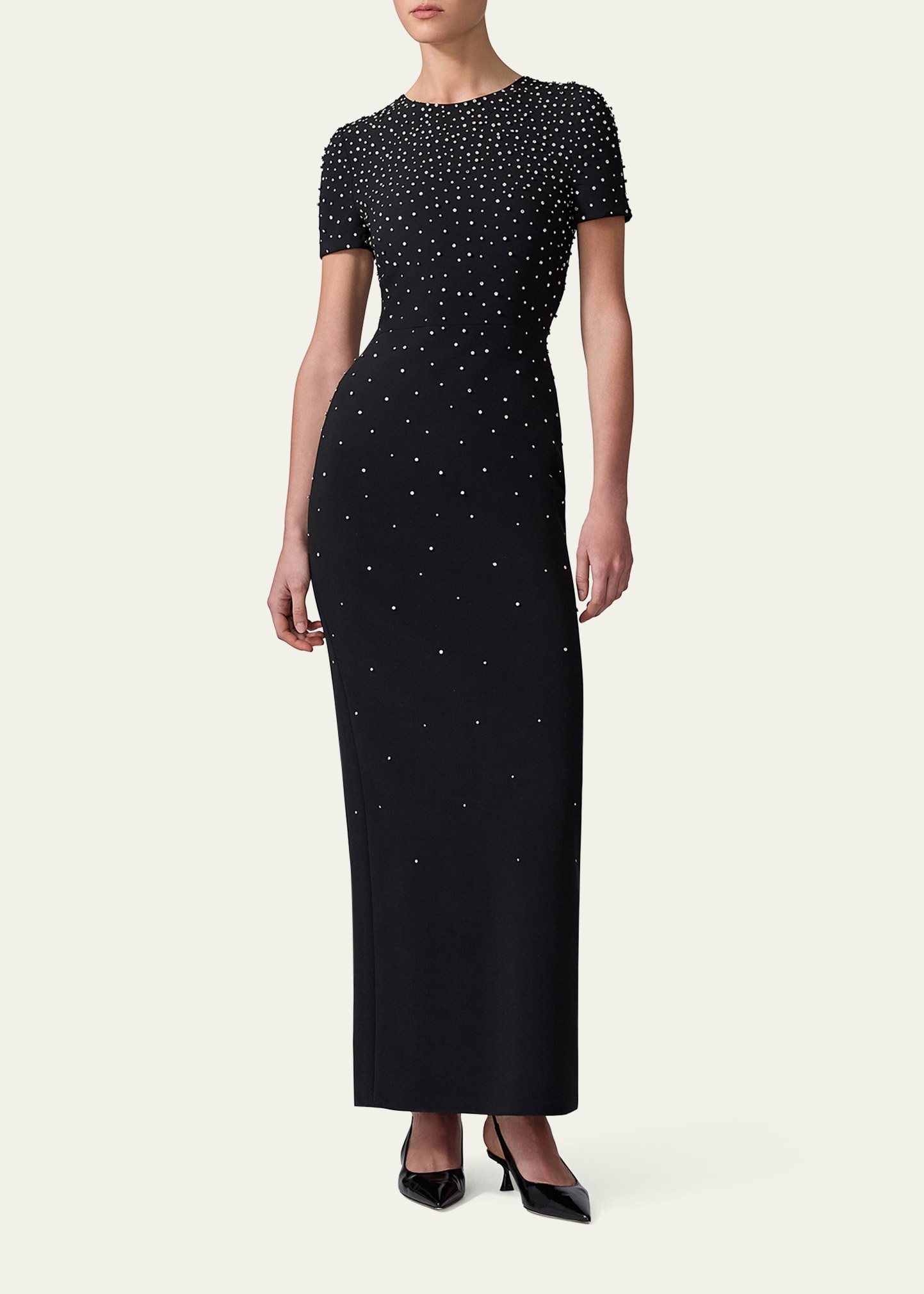 Embellished Short-Sleeve Bow-Back Gown - 2