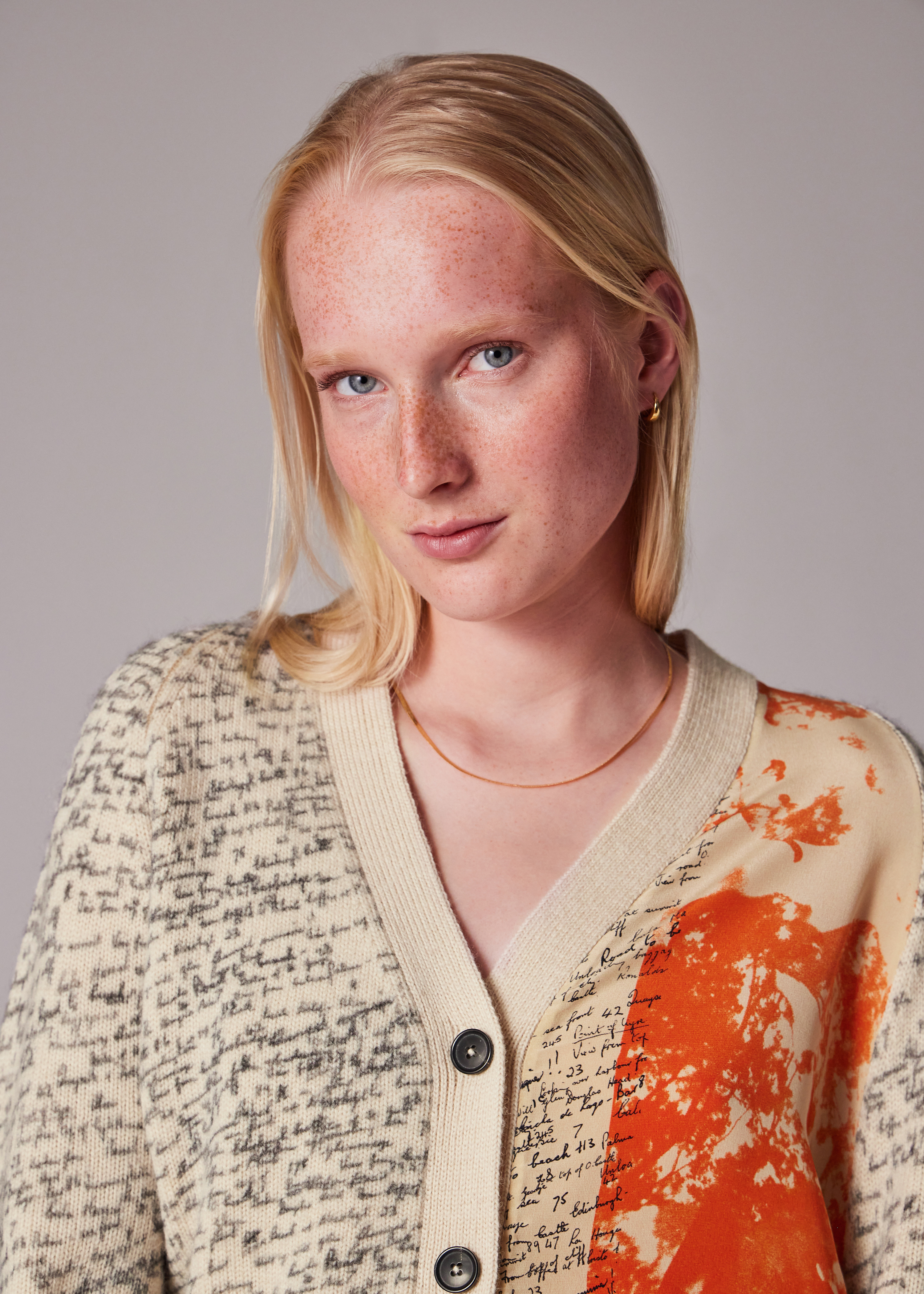 Women's Orange 'Travel Scarf' Silk Panel Cardigan - 5