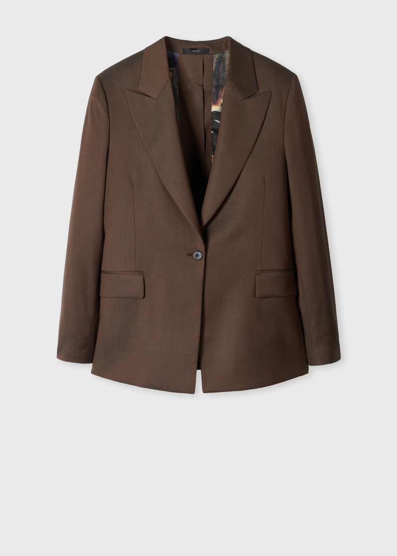 Women's Brown Tonic Wool Blazer with Button Back 1