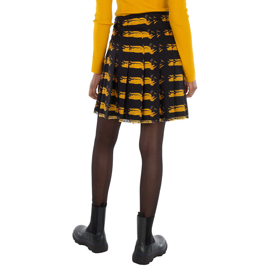 Burberry Wool Frayed-Edge Animal-Printed Mini Skirt - 5
