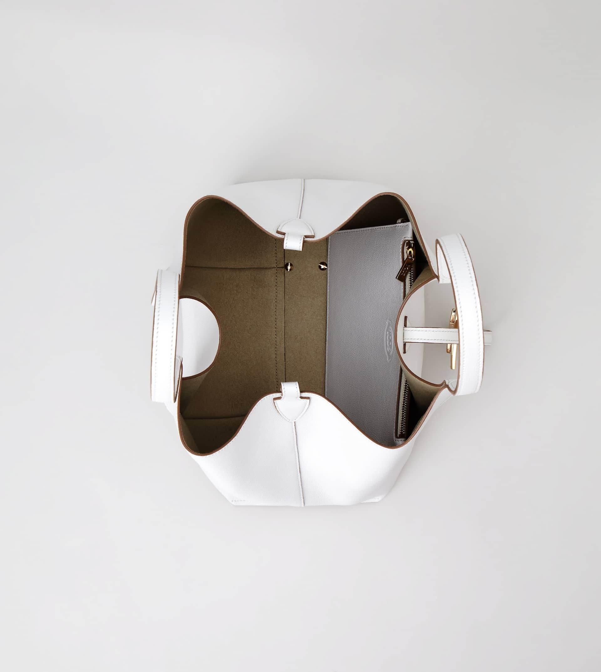 T TIMELESS SHOPPING BAG IN LEATHER SMALL - WHITE - 3