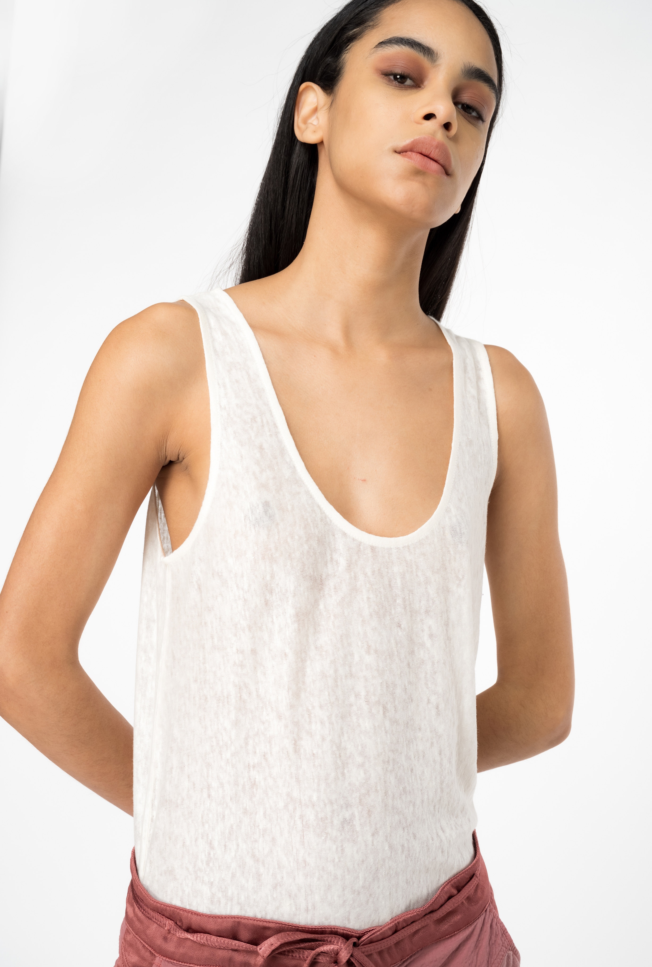 SLUB LINEN VEST TOP - 2