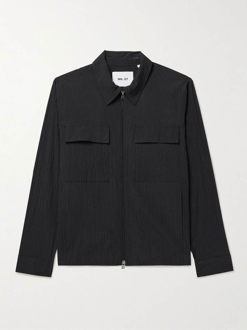 Alban 5721 Organic Cotton-Blend Seersucker Jacket Black 1