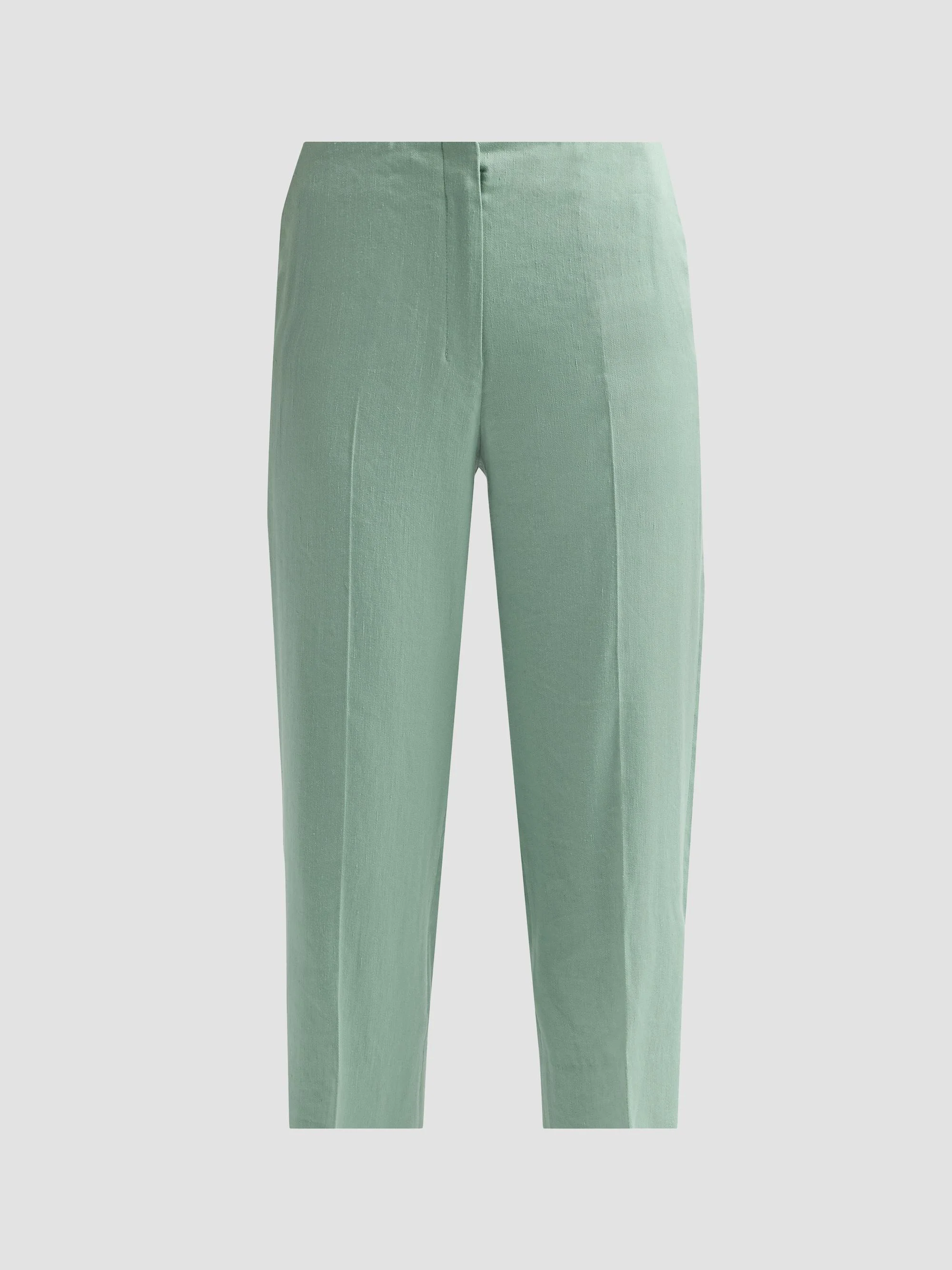 Women's Linen-Blend Slit Capri Pants - Delicate Green - 1