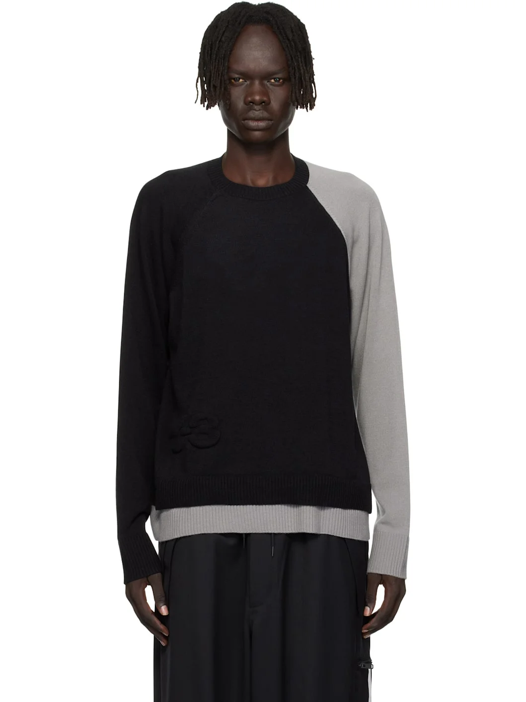 Black & Gray Logo Knit Sweater - 1